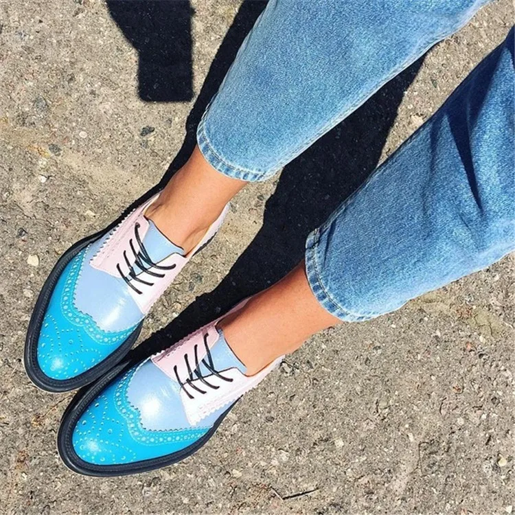 
Hot Sale Spring British Style Woman Platform Oxford Casual Shoes Cut-Outs Flats Plus Size 34-43 
