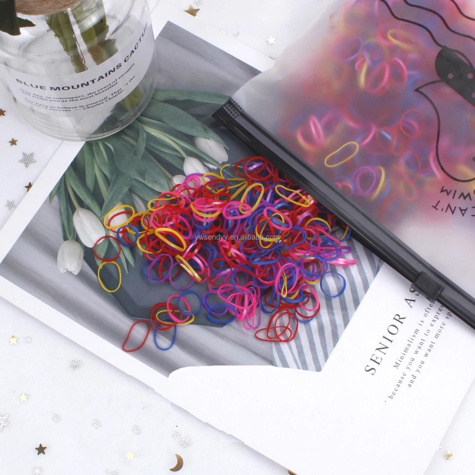 Wholesale Korean kids fashion Elastic Hair Ties band Candy color Transparent Hair Rubber Bands For Child