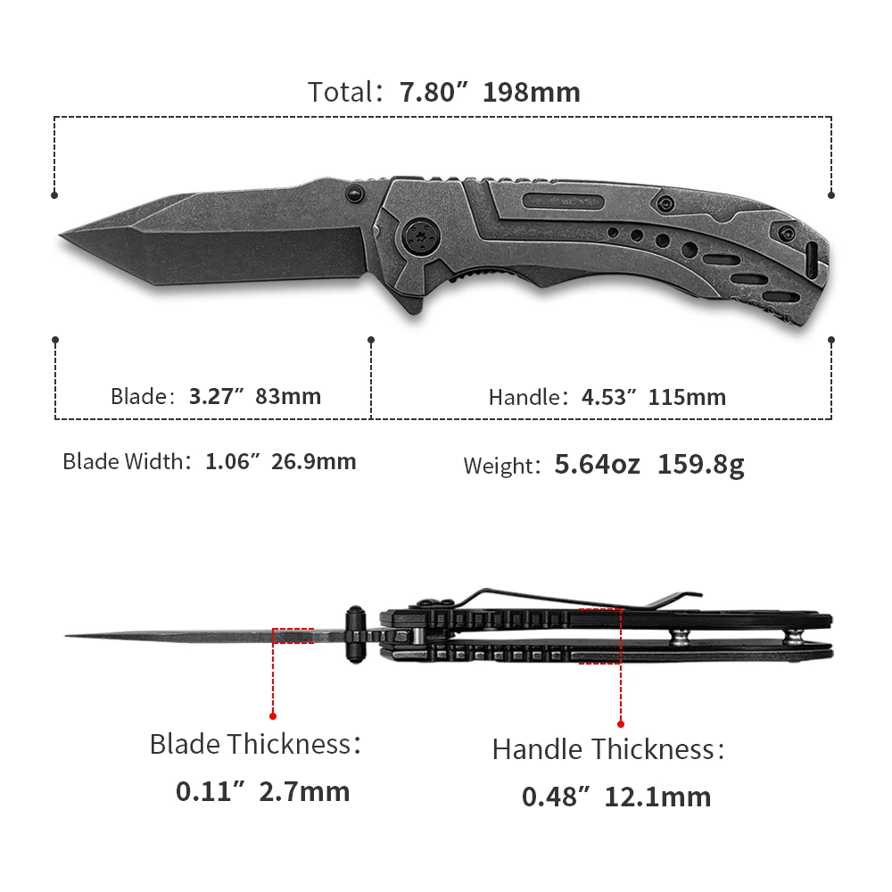 Tanto high quality knives 3cr13 steel blade gun color aluminium handle pocket hot sale outdoor survival folding knife