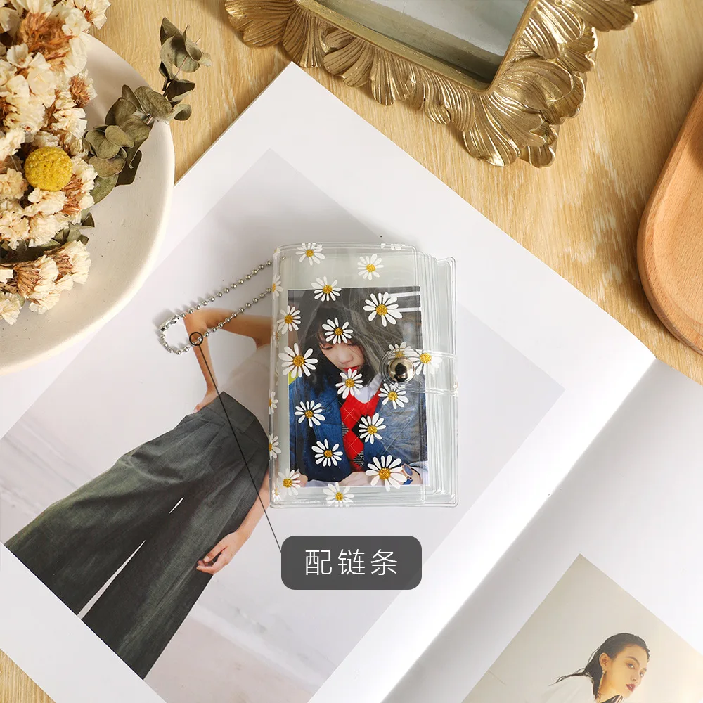 Little Daisy New Mini Album Pocket Insert Album ID Photo Organizer Album Medium 3.5cm*5cm Keychain