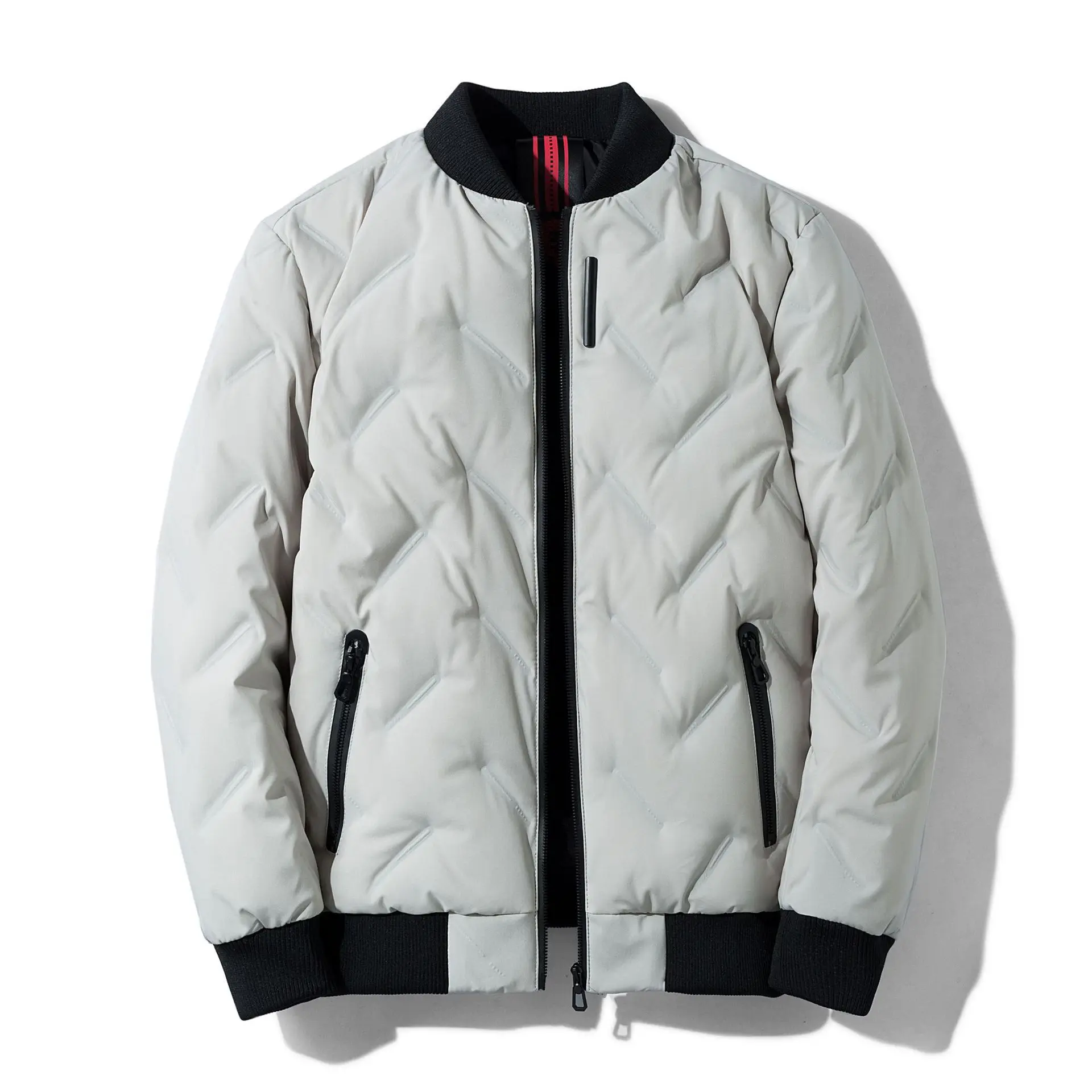 Wholesale OEM/ODM Lightweight Casual Duck Down  Jacket Winter Warm polyester  black  jacket man without hood