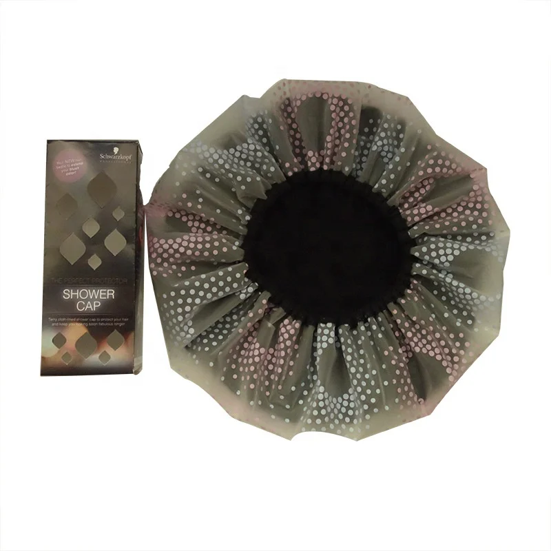 waterproof terry cordless hair bonnets sports shower cap with cloth inside