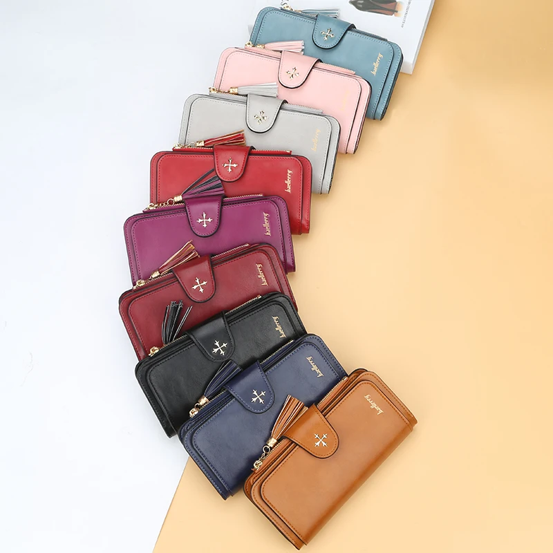 BW1007 Korea Style Woman Purse Hasp Purse Visa Card PU Long Zipper Phone Wallet For Women