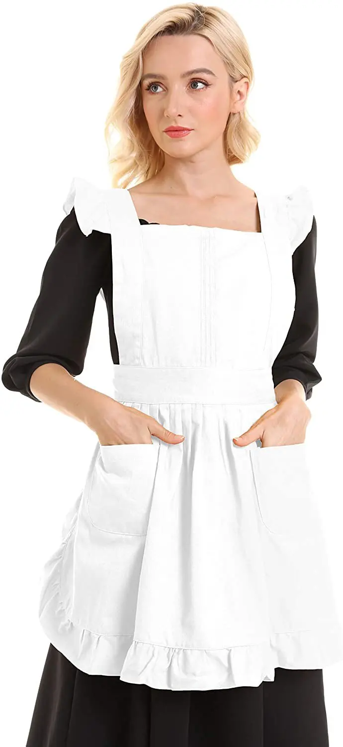 FREE SAMPLE Vintage Adjustable Pleated Apron Kitchen Cooking Baking Maid Costume Two pockets multi-scene multi-purpose apron