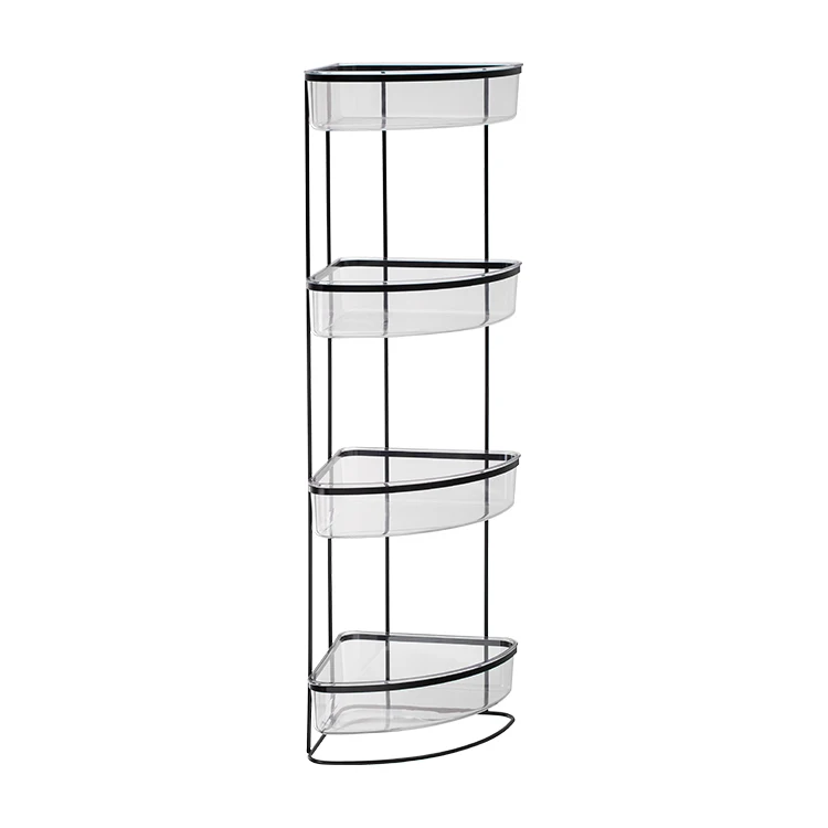 4-tier corner rack Bathroom Storage Organizer Shelf with  PS Box Telescopic Freestanding Bathroom Rack