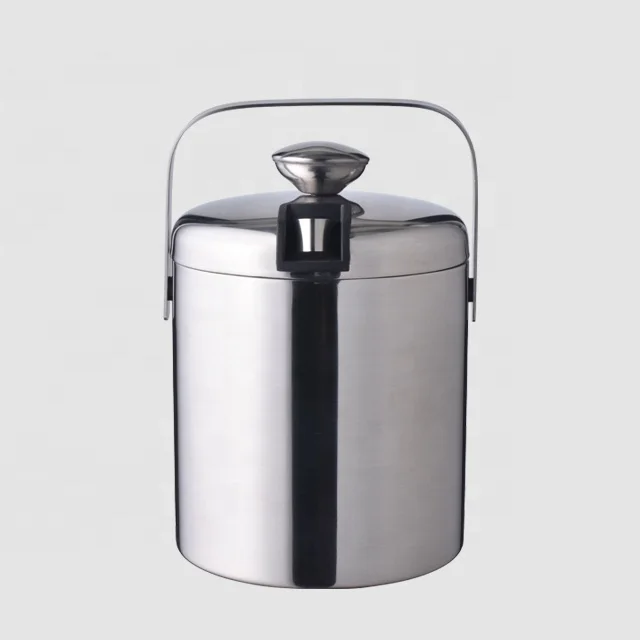 Factory Direct promotional 1.3L double wall stainless steel beer buckets barrel ice cooler with tongs
