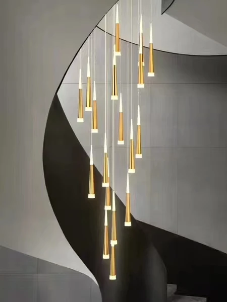 Modern long led chandelier luxury for stairs high ceiling hallways