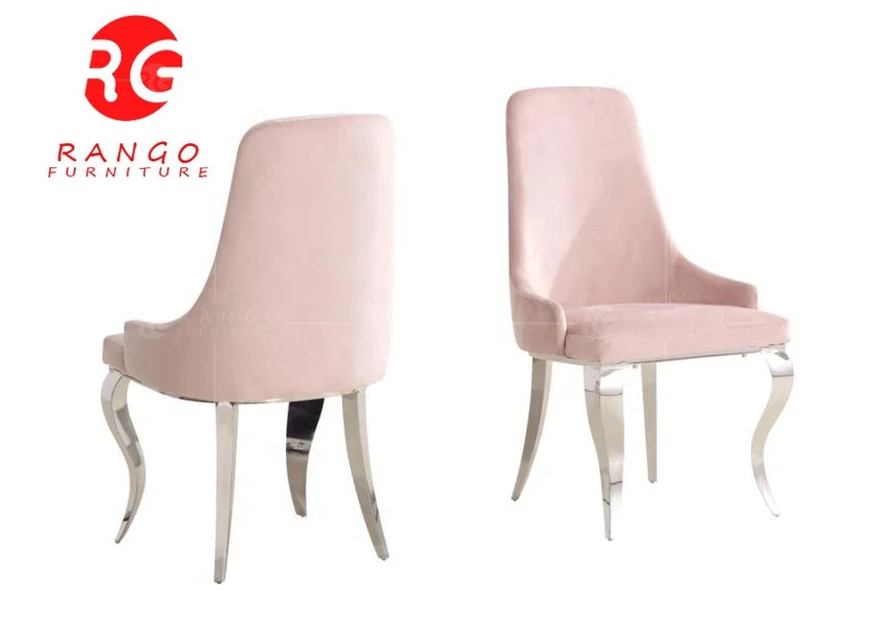 Glass top dining table and 6 pink velvet dining chairs dining room furniture  with low  price