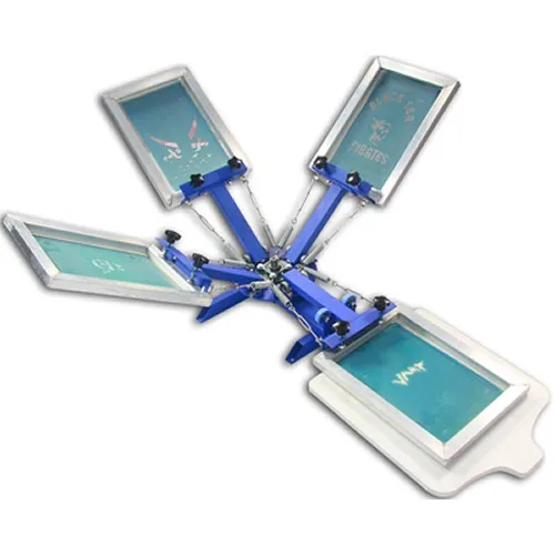 manual 4 color screen printing equipment 4 color 1 station silk screen printing press