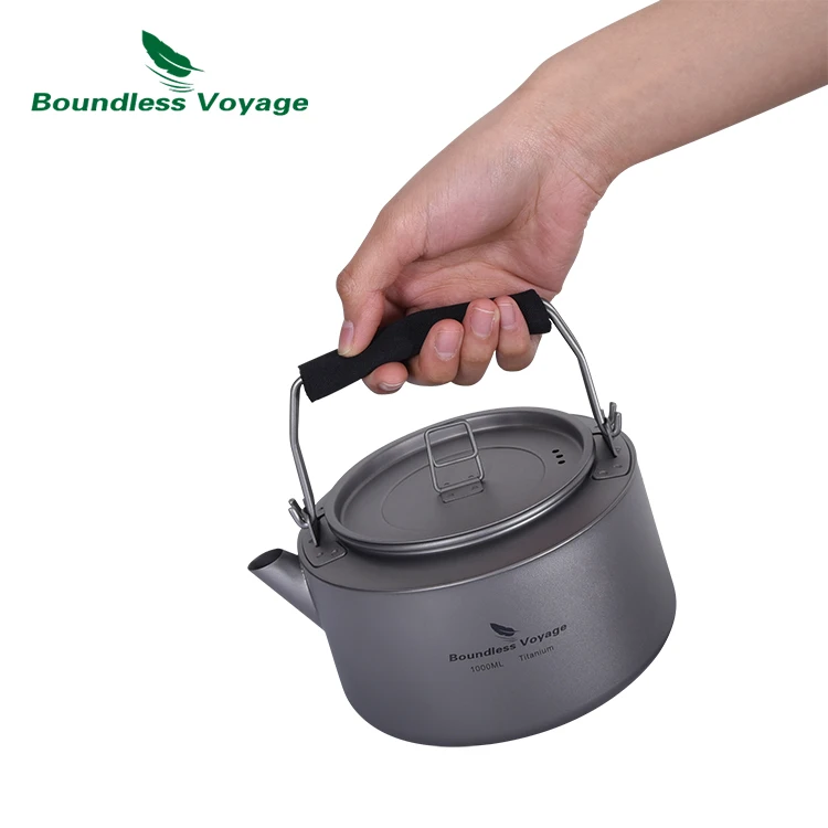 Boundless Voyage Portable Camping Water Kettle 1L Titanium for