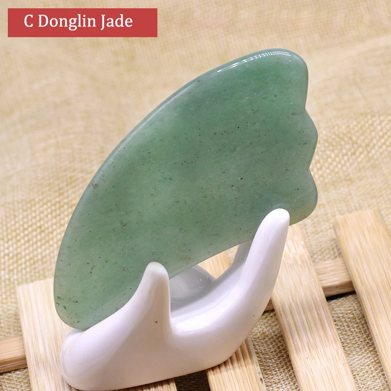 JD015 White green agate Rose Quartz Guasha Board Natural  jade stone Gua Sha Scraper Tools cleat shape