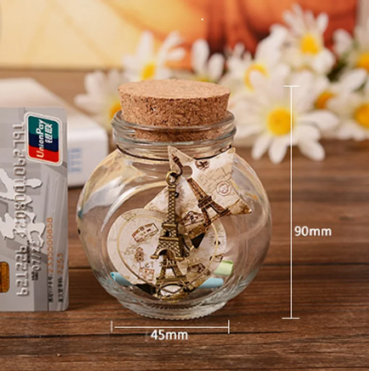 wishing message mini decorative cork glass bottle gift drifting glass bottle with crok