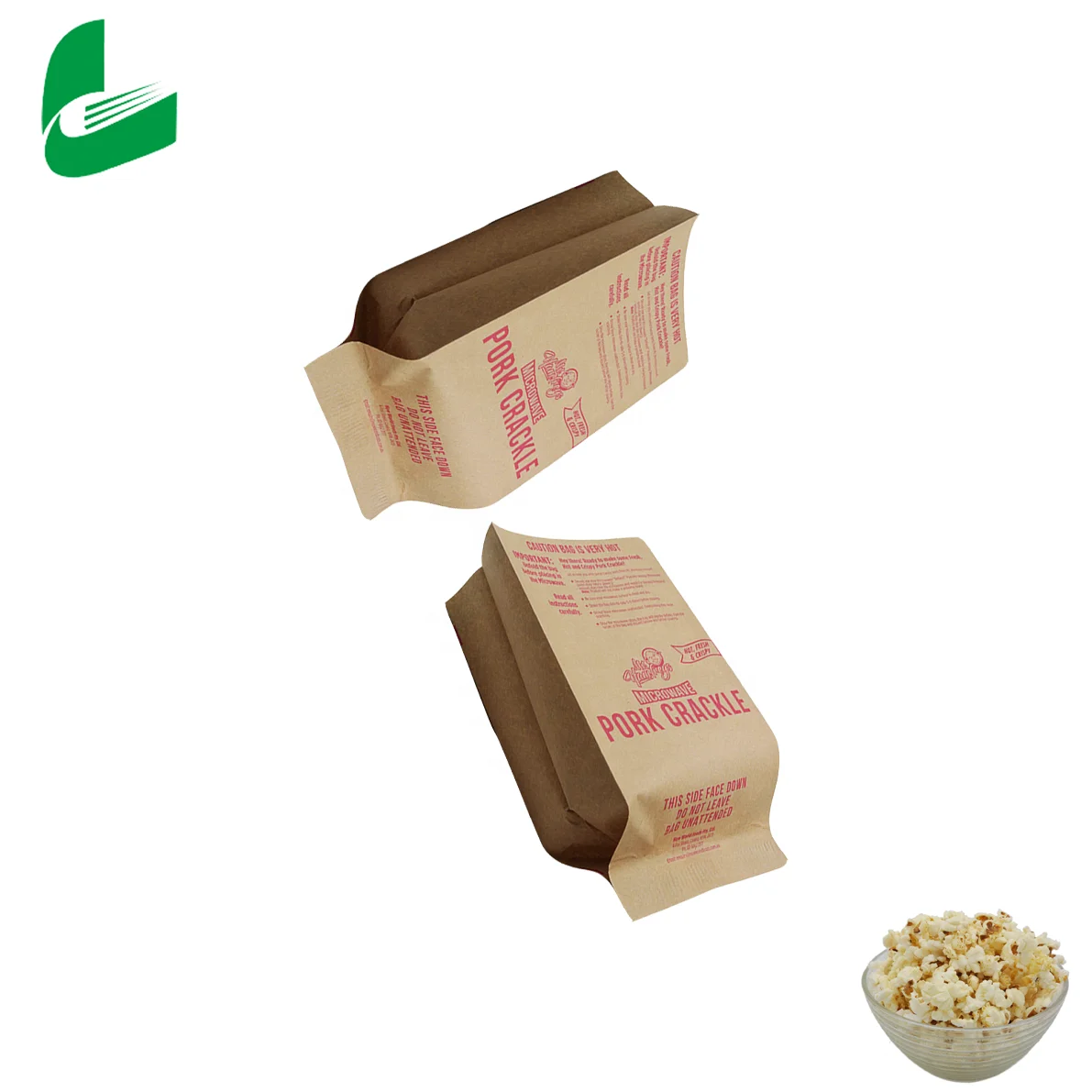 Huafeng logo customized  kraft microwave popcorn paper bag for food packaging