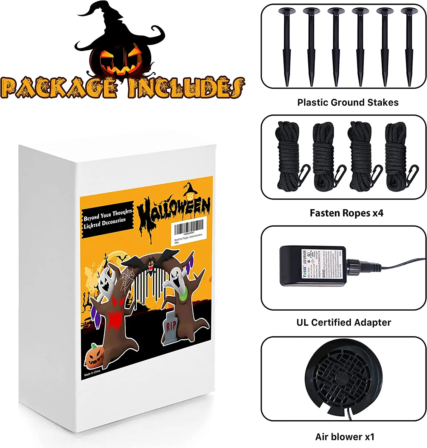 15FT LED Lights Large Archway Arch with Haunted Ghosts Pumpkin Tombstones Halloween Inflatable For Garden Yard Decoration