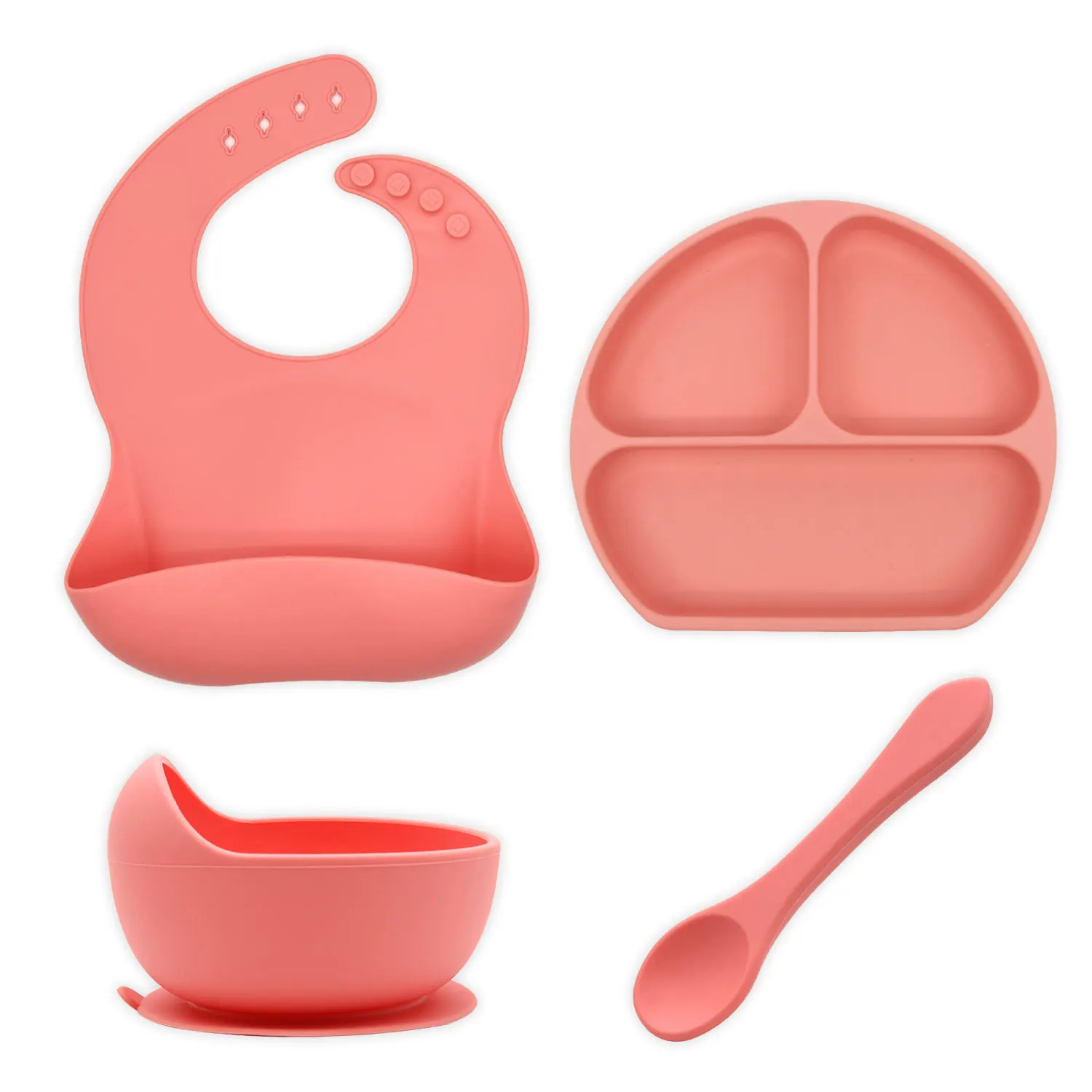 BHD Newborn Gift Toddler and Kids BPA free Silicone Baby Led Weaning Feeding Set Products High Chair Baby Feeding Supplies
