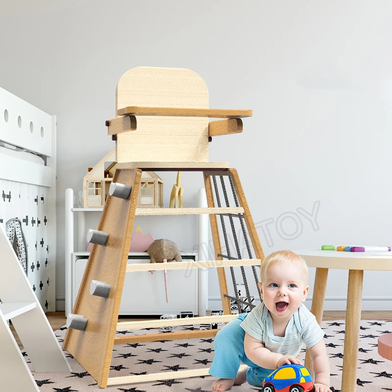 XIHA Natural Wooden Kids Furniture Chair With Step Baby Growing Toddler Weaning Chair Baby Feeding Dinning High Chair