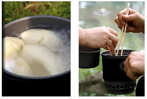 2023 New Camping Backpacking Stove Cooking System Lightweight Stove Set with 0.75L Pot and 0.25L Fry Pan