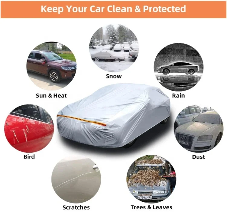 Outdoor UV Protection Auto Cover Universal All Weather Sedan 210t Polyester Waterproof  Car Cover for SUV Car