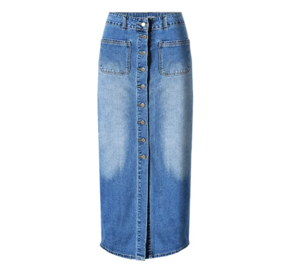 XJYD  Spring Autumn Wholesale Girls Jean Skirt Women Cotton Long Denim Skirts