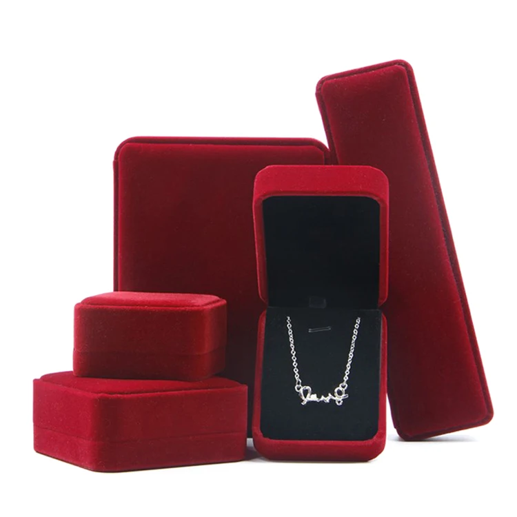Black Velvet Ring Earrings Necklace Bangle Bracelet Pendant Jewelry Case Packaging Box