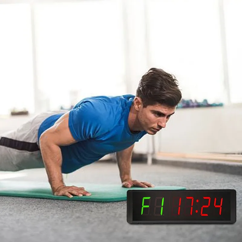 Digital Gym Wall Clock Remote Control Gym Led Interval Fitness Countdown Timer Home With Magnet For Exercise