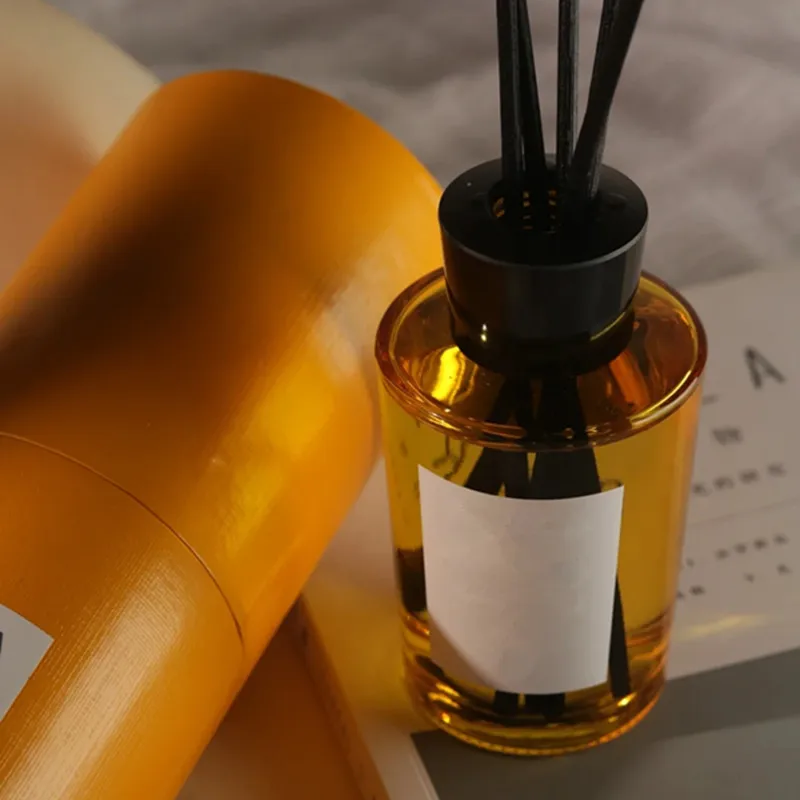 wholesale custom reed diffuser 180ml empty amber glass bottle diffuser bottle with black plastic lid and gift box
