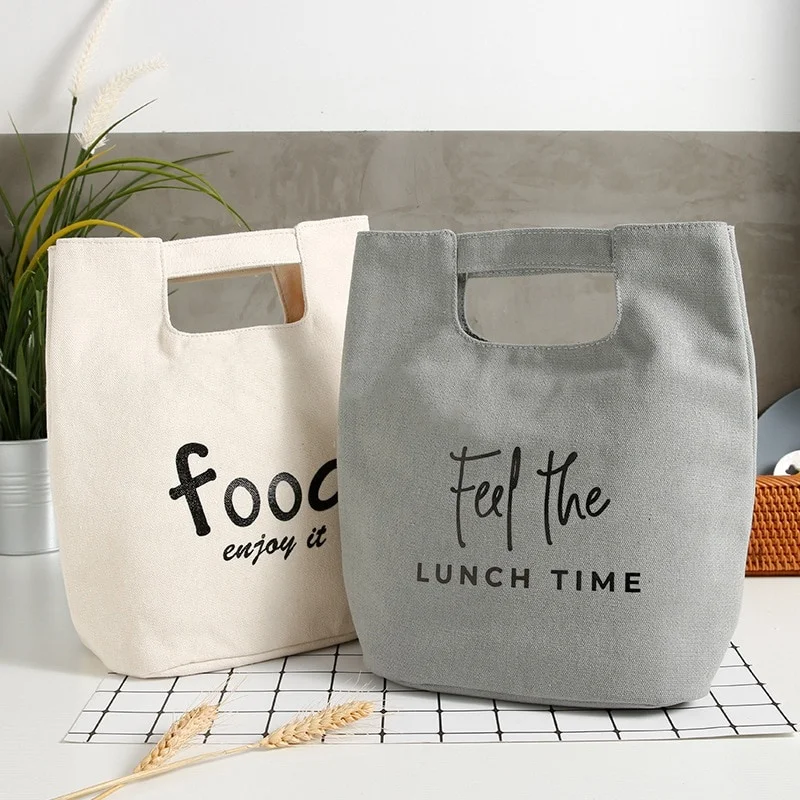 2020 hot sale  thickened keep fresh insulation  bento bag canvas fabric lunch bag tote cooler bag