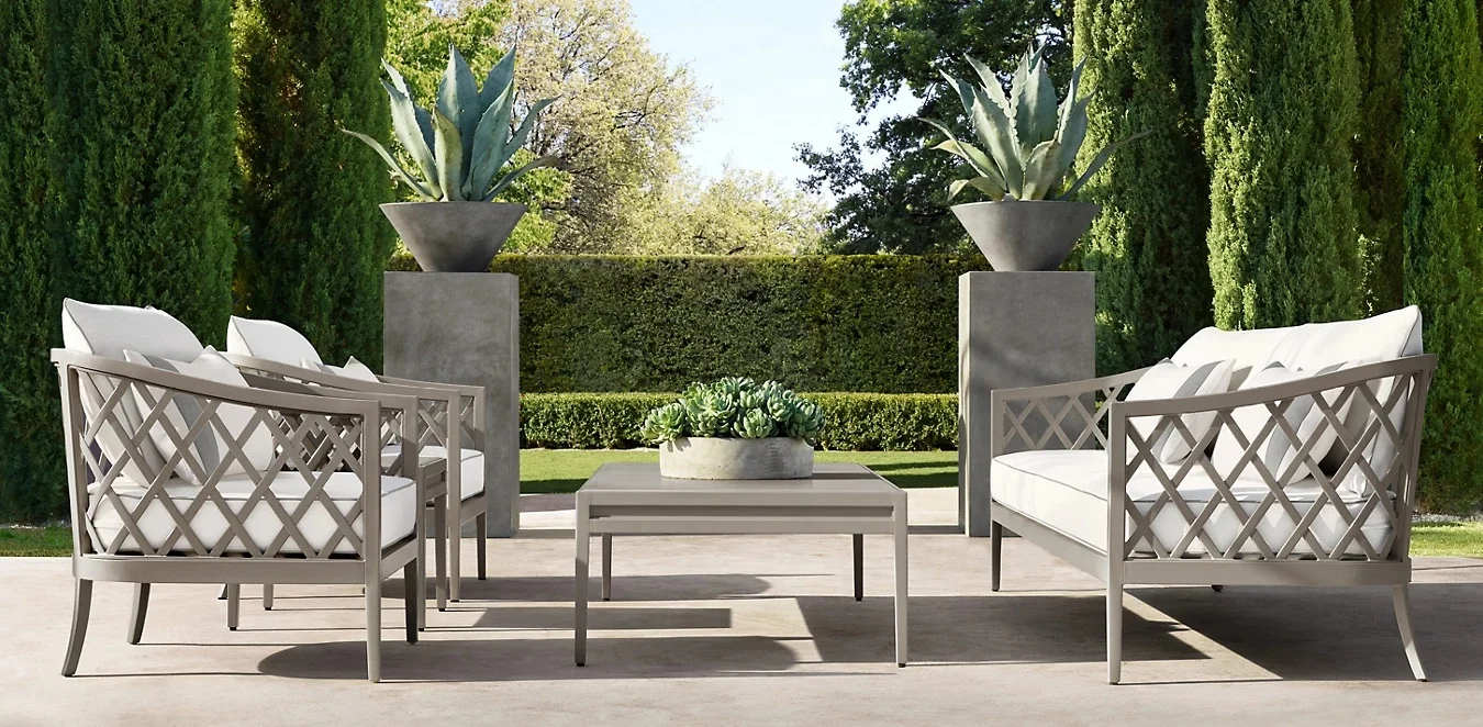 new arrival American style cast aluminum grey teak black powder coating  luxury outdoor furniture garden sofa set