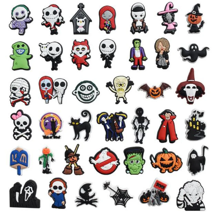 Eco-friendly Halloween croc charms Custom Cartoon Logo Soft Rubber PVC Croc Shoe Charms for Shoe Accessories