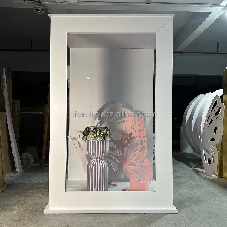 Wedding Decoration 360 Photo Booth Backdrop Stand Pink Metal Wedding Stage Shop Decoration Design Activities Display Box