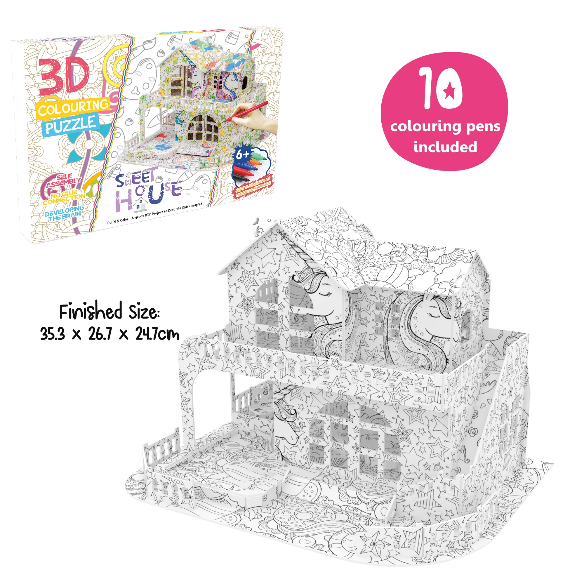 Candy House Coloring puzzle Big doll house for children to assembly