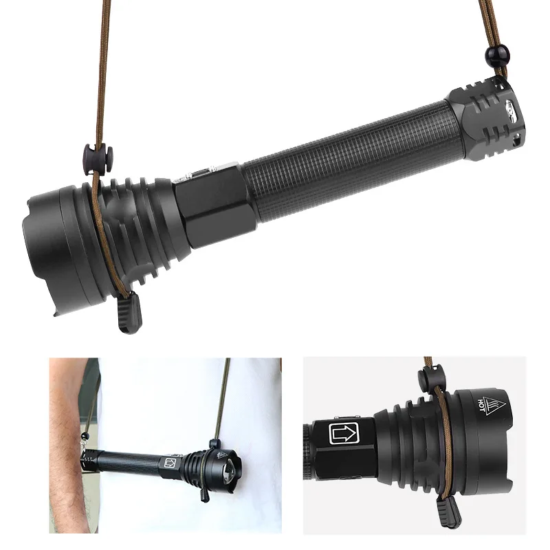 Led lamp 26650 battery Xhp70 powerful rechargeable Led XHP90 strong light zoom flashlight charging power display