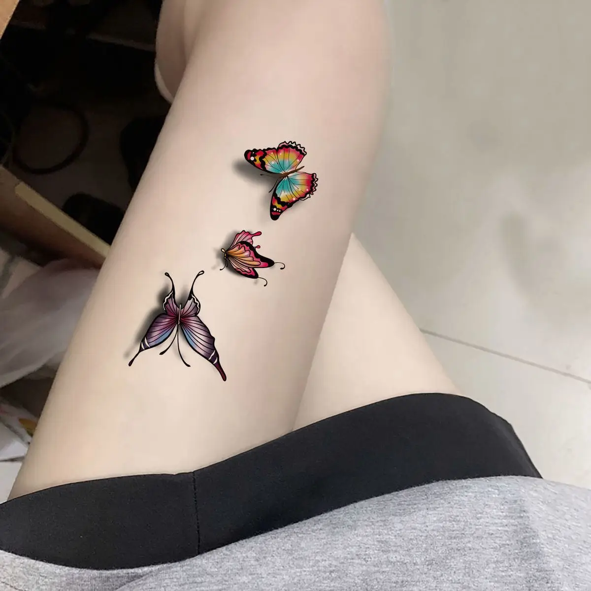 Butterfly Face Tattoo Kids 3D Removable Waterproof Temporary Butterfly Flower Tattoo Stickers Temporary Tattoos