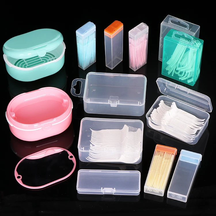 SUNSHING Portable Dental Floss Sticks Box Disposable Toothpicks Interdental Brush Floss Fruit Fork Clear Plastic Storage Case