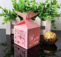 Laser Cut Butterfly and Flower Creative Chocolate Box Wedding Favors Candy Boxes Gifts Box Marriage Party Decors