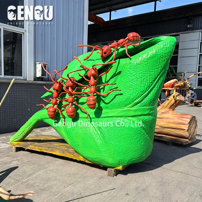 Large Static Insect Model Zoo Park Waterproof Animatronic Ants And Leaf