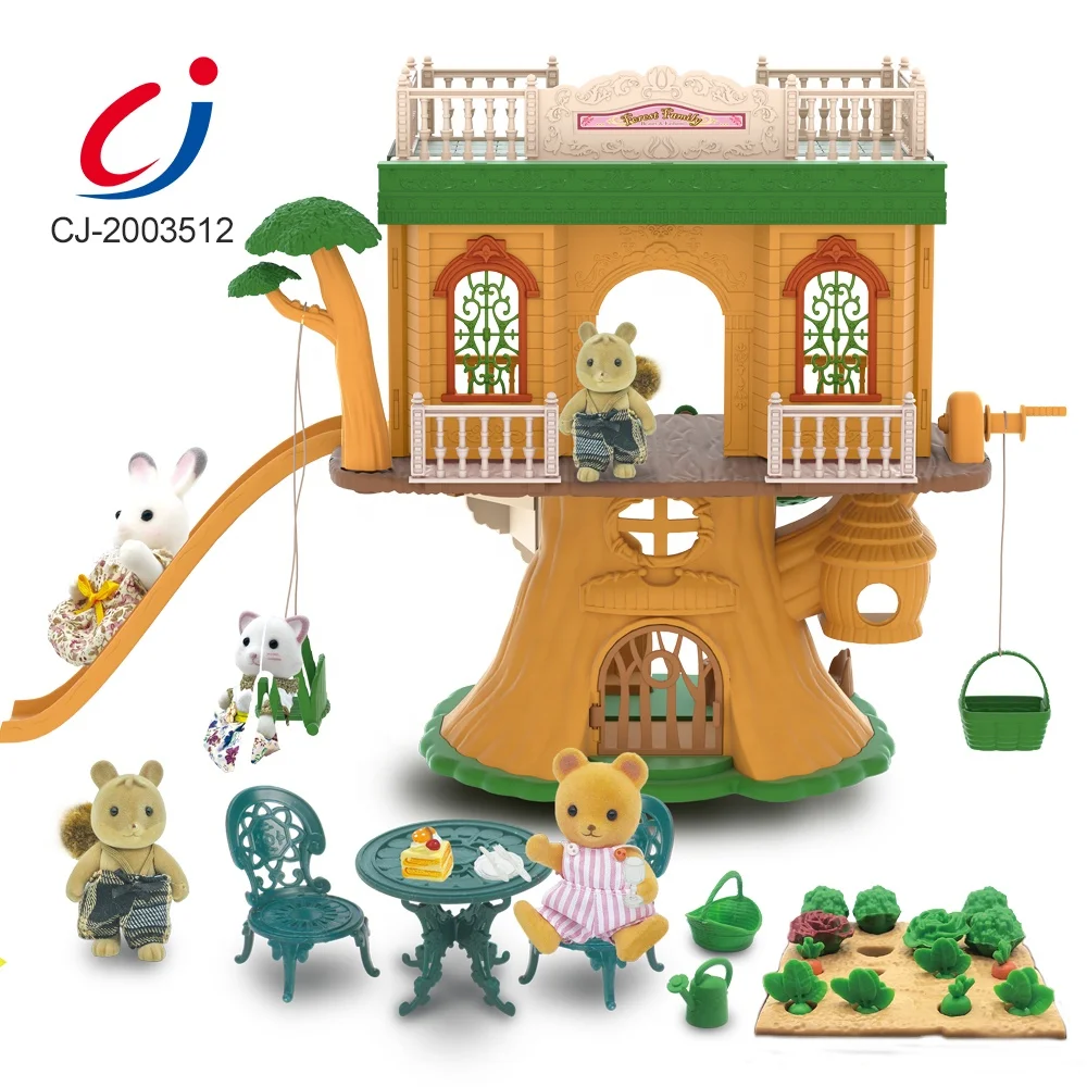 2021 Latest Toys For Kids Forest Family House Set Toy, Two Room Set Up Furniture DIY Miniature House Toy