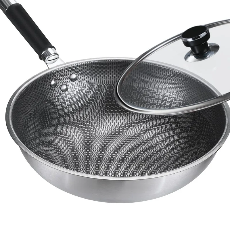 Promo Amazon cookware 304 stainless steel non-stick wok