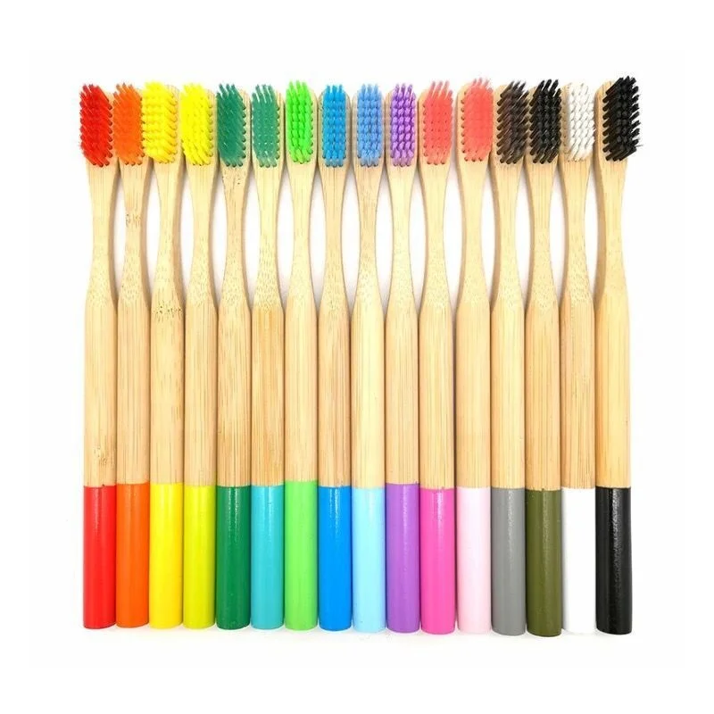 Custom OEM Free laser logo round handle charcoal bristles soft bamboo Toothbrush