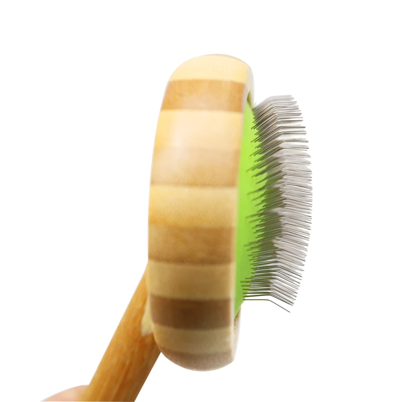 Manufacturer pet  dog friendly Green air cushion bamboo color wood brush for pet