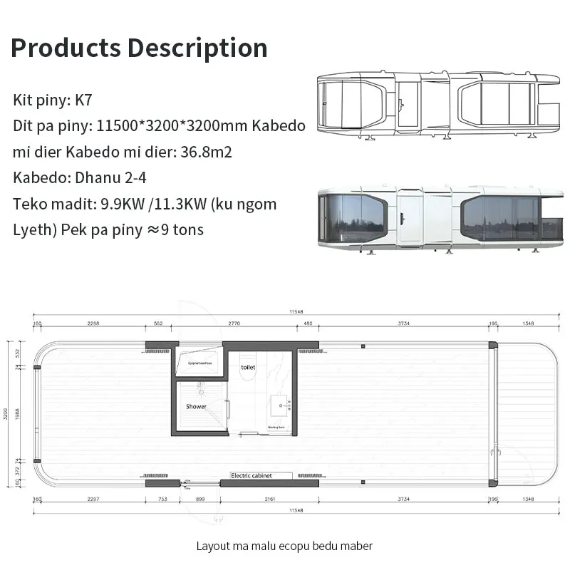 Капсульный дом E7 2 спальни с кухней современный яблочный алюминиевый контейнерный жилой