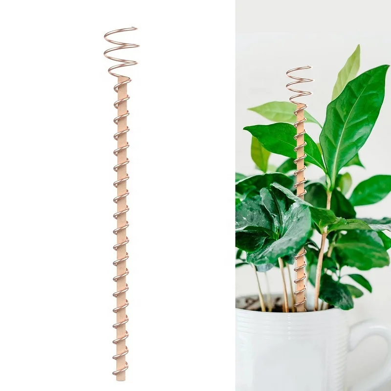 Landscape decoration Electroculture pile Plant support Garden planting copper antenna coil tool Natural Wood Wrapped Solid wrap