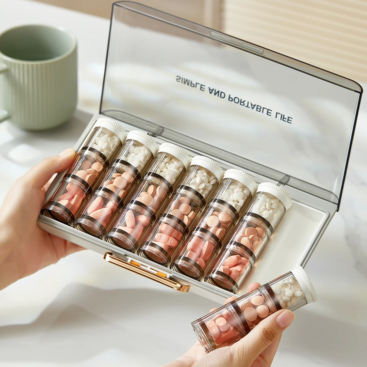 2024 Eco-Friendly Travel Weekly Pill Box Case 7-Day 24 Compartments Organizer Multifunctional Detachable Jewelry Use Tablet Use