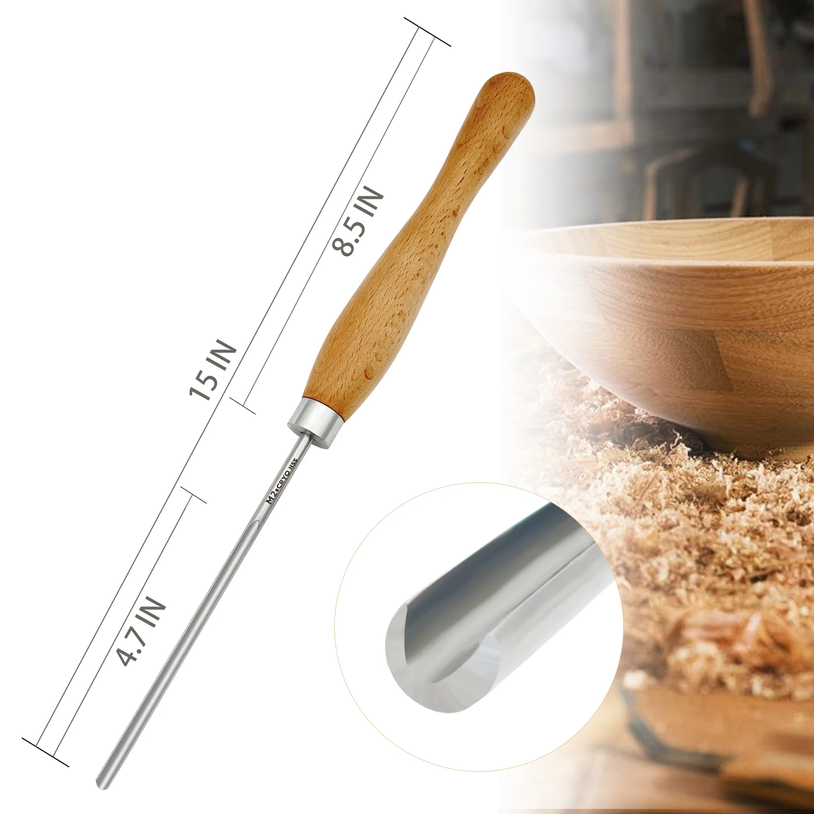 Carbide Wood Lathe Turning Tools 1/4 Inch M2 Cryo HSS Bowl Chisels Bowl Gouge