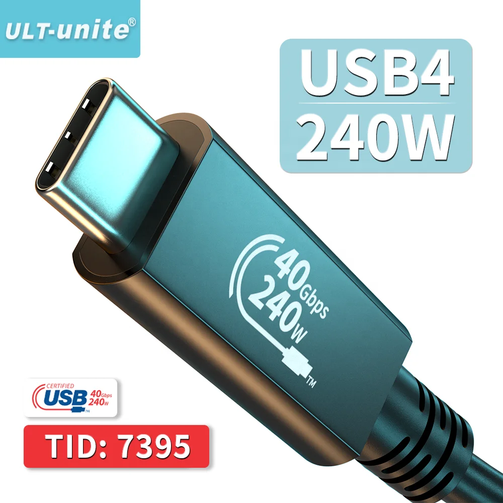Ульт-unite USB-IF Сертифицированный 1 м USB4 240W кабель 40 Гбит/с 8K 60 Гц ЭПР 240 Вт с разъемом типа