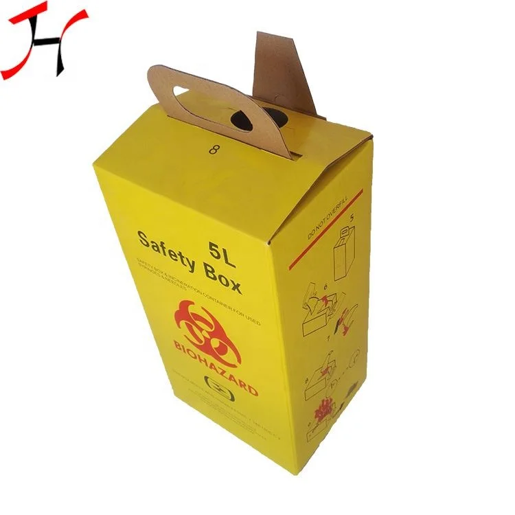 Economic Safety Box Medical Waste Container Paper for Disposal Syringe and Needle Recyclable Varnishing Embossing Accept