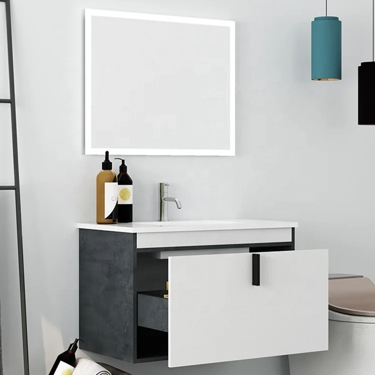 Knock-Down White Lacquer Wall Hung Plywood Bathroom Design Vanity Cabinet