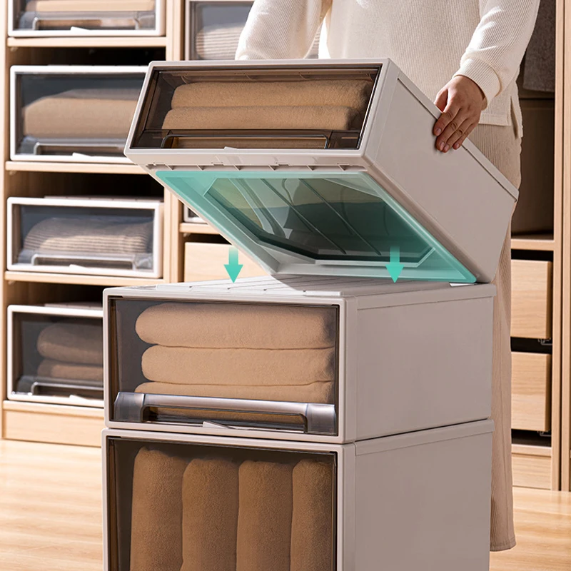 Wannuo Oversized Stackable Closet Drawer Storage Box Free Installation Functional Design for Clothing Storage Boxes
