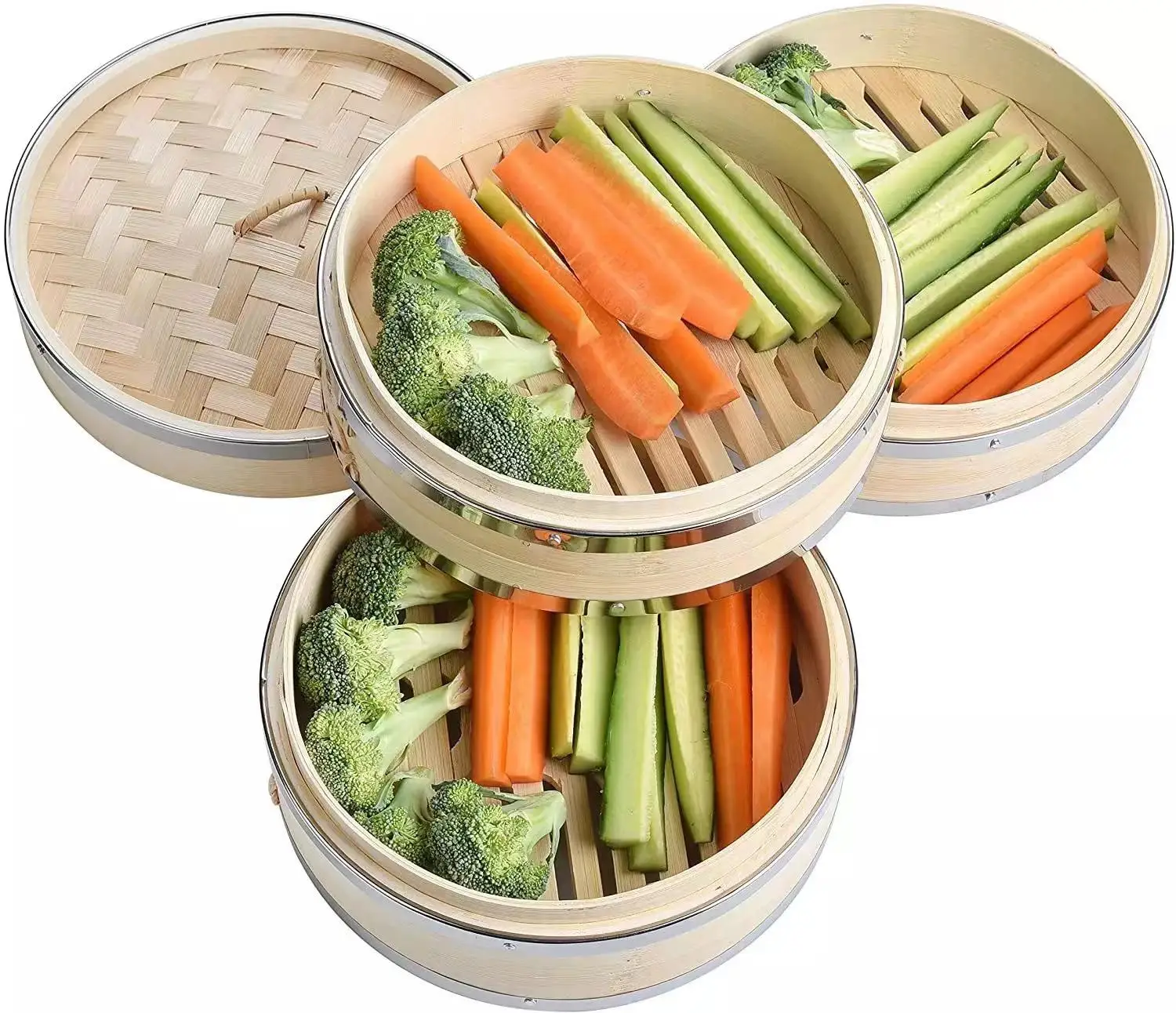 High Quality 10 inch Bao Bamboo Steamer Basket With Steamer Ring Dumpling Maker Molds