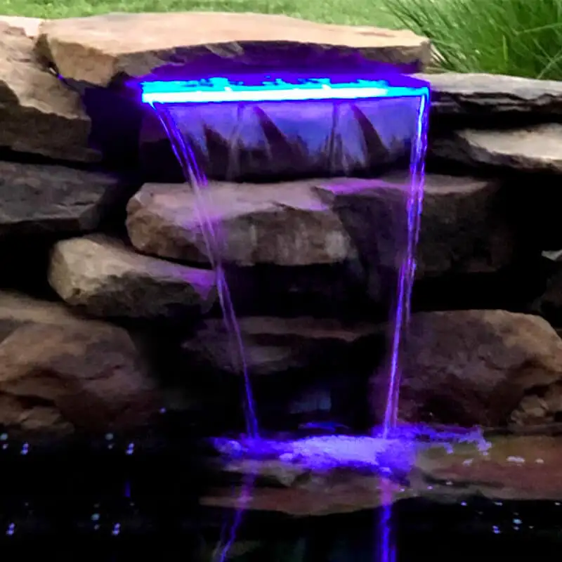 Exquisite Home garden Outdoor decorative Led light wall hanging waterfall sheer descent fountain pool waterfalls